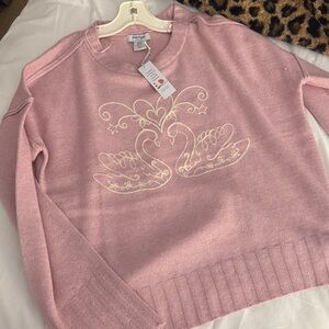 Haute Hippie Mauve Sweater with Swan Motif